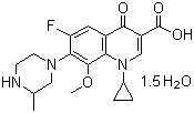 CAS # 180200-66-2, Gatifloxacin sesquihydrate, 1-Cyclopropyl-6-fluoro-1,4-dihydro-8-methoxy-7-(3-methyl-1-piperazinyl)-4-oxo-3-quinolinecarboxylic acid sesquihydrate