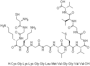 CAS # 1802078-23-4, L-Cysteinylglycyl-L-lysyl-L-lysylglycylglycyl-L-leucyl-L-methionyl-L-valylglycylglycyl-L-valyl-L-valine