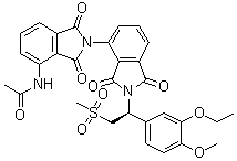 CAS 登录号：1802246-60-1, N-[2'-[(1S)-1-(3-乙氧基-4-甲氧基苯基)-2-(甲基磺酰基)乙基]-1,1',3,3'-四氢-1,1',3,3'-四氧代[2,4'-联-2H-异吲哚]-4-基]乙酰胺