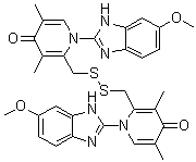 CAS # 1803449-02-6, 2,2'-[Dithiobis(methylene)]bis[1-(6-methoxy-1H-benzimidazol-2-yl)-3,5-dimethyl-4(1H)-pyridinone]