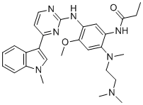 CAS # 1807505-02-7, N-(2-((2-(Dimethylamino)ethyl)(methyl)amino)-4-methoxy-5-((4-(1-methyl-1H-indol-3-yl)pyrimidin-2-yl)amino)phenyl)propionamide