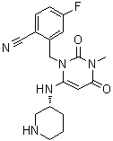 CAS # 1812193-01-3, 2-[[3,4-Dihydro-3-methyl-2,4-dioxo-6-[(3R)-3-piperidinylamino]-1(2H)-pyrimidinyl]methyl]-4-fluorobenzonitrile