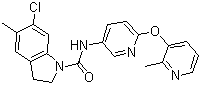 structure of CAS# 181632-25-7, 6-Chloro-2,3-dihydro-5-methyl-N-[6-[(2-methyl-3-pyridinyl)oxy]-3-pyridinyl]-1H-indole-1-carboxamide