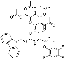 CAS # 182369-94-4, N-[(9H-Fluoren-9-ylmethoxy)carbonyl]-O-[3,4,6-tri-O-acetyl-2-(acetylamino)-2-deoxy-alpha-D-glucopyranosyl]-L-threonine pentafluorophenyl ester