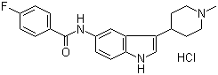structure of CAS# 182563-08-2, 4-Fluoro-N-(3-(1-methylpiperidin-4-yl)-1H-indol-5-yl)benzamide hydrochloride