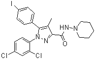 structure of CAS# 183232-66-8, 1-(2,4-Dichlorophenyl)-5-(4-iodophenyl)-4-methyl-N-1-piperidinyl-1H-pyrazole-3-carboxamide