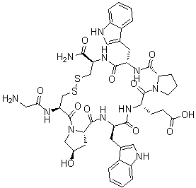 CAS # 183428-21-9, Contryphan R, Glycyl-L-cysteinyl-(4R)-4-hydroxy-L-prolyl-D-tryptophyl-L-alpha-glutamyl-L-prolyl-L-tryptophyl-L-cysteinamide cyclic (2→8)-disulfide
