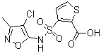 3-[[(4-Chloro-3-methyl-5-isoxazolyl)amino]sulfonyl]-2-thiophenecarboxylic acid molecular structure (CAS 184040-74-2)