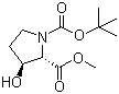 structure of CAS# 184046-78-4, (2S,3S)-3-Hydroxy-1,2-pyrrolidinedicarboxylic acid 1-tert-butyl 2-methyl ester