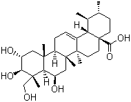 CAS # 18449-41-7 (125265-67-0), Madecassic acid, (2alpha,3beta,4alpha,6beta)-2,3,6,23-Tetrahydroxy-urs-12-en-28-oic acid
