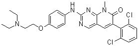 6-(2,6-Dichlorophenyl)-2-[[4-[2-(diethylamino)ethoxy]phenyl]amino]-8-methylpyrido[2,3-d]pyrimidin-7(8H)-one molecular structure (CAS 185039-89-8)