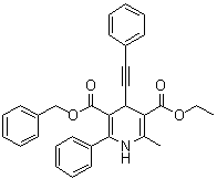 structure of CAS# 185222-90-6, 1,4-二氢-2-甲基-6-苯基-4-(苯基乙炔基)-3,5-吡啶二甲酸 3-乙基 5-(苯基甲基)酯