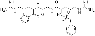 CAS # 186304-04-1, N2-[(Phenylmethyl)sulfonyl]-D-arginyl-N-[(1S)-4-[(aminoiminomethyl)amino]-1-(2-thiazolylcarbonyl)butyl]glycinamide