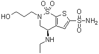 CAS # 186377-56-0, (R)-4-(Ethylamino)-3,4-dihydro-2-(3-hydroxypropyl)-2H-thieno[3,2-e]-1,2-thiazine-6-sulfonamide 1,1-dioxide