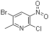 CAS # 186413-75-2, 3-Bromo-6-chloro-2-methyl-5-nitropyridine, 2-Chloro-3-nitro-5-bromo-6-picoline