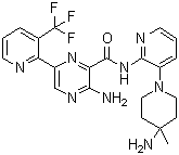 structure of CAS# 1874276-76-2, 3-氨基-N-[3-(4-氨基-4-甲基哌啶-1-基)吡啶-2-基]-6-[3-(三氟甲基)吡啶-2-基]吡嗪-2-甲酰胺