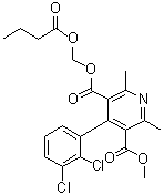 CAS # 188649-48-1, 4-(2,3-Dichlorophenyl)-2,6-dimethyl-3,5-pyridinedicarboxylic acid 3-methyl 5-[(1-oxobutoxy)methyl] ester, H 324/78