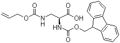 structure of CAS# 188970-92-5, Fmoc-3-[[(Allyloxy)carbonyl]amino]-L-alanine