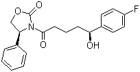 structure of CAS# 189028-95-3, (4S)-3-[(5S)-5-(4-Fluorophenyl)-5-hydroxypentanoyl]-4-phenyl-1,3-oxazolidin-2-one