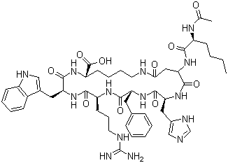 CAS # 189691-06-3, Bremelanotide PT 141, N-Acetyl-L-norleucyl-L-alpha-aspartyl-L-histidyl-D-phenylalanyl-L-arginyl-L-tryptophyl-L-lysine (2-7)-lactam