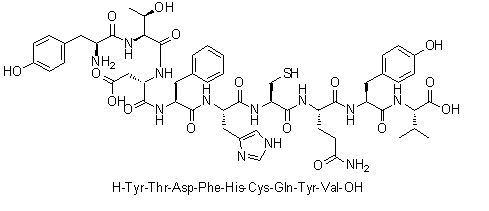 CAS # 1900669-09-1, L-Tyrosyl-L-threonyl-L-alpha-aspartyl-L-phenylalanyl-L-histidyl-L-cysteinyl-L-glutaminyl-L-tyrosyl-L-valine