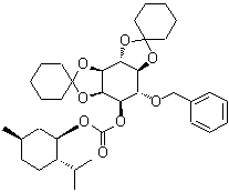 structure of CAS# 190513-80-5, 1,2:5,6-Di-O-cyclohexylidene-4-O-(phenylmethyl)-D-myo-inositol (1S,2R,5S)-5-methyl-2-(1-methylethyl)cyclohexyl carbonate