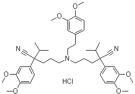 CAS # 190850-50-1, Verapamil Related Compound D, alpha,alpha'-[[[2-(3,4-Dimethoxyphenyl)ethyl]imino]di-3,1-propanediyl]bis[3,4-dimethoxy-alpha-(1-methylethyl)benzeneacetonitrile] monohydrochloride