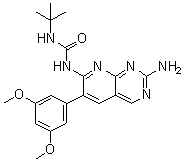 structure of CAS# 192705-79-6, N-[2-Amino-6-(3,5-dimethoxyphenyl)pyrido[2,3-d]pyrimidin-7-yl]-N'-(1,1-dimethylethyl)urea