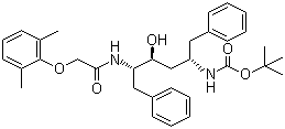 structure of CAS# 192725-45-4, (2S,3S,5S)-2-(2,6-Dimethylphenoxyacetyl)amino-3-hydroxy-5-(tert-butoxycarbonyl)amino-1,6-diphenylhexane