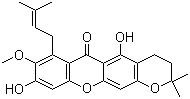 structure of CAS# 19275-46-8, 3,4-二氢-5,9-二羟基-8-甲氧基-2,2-二甲基-7-(3-甲基-2-丁烯基)-2H,6H-吡喃并[3,2-b]氧杂蒽-6-酮