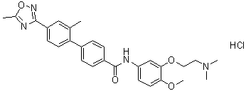 CAS # 193611-67-5, N-[3-[2-(Dimethylamino)ethoxy]-4-methoxyphenyl]-2'-methyl-4'-(5-methyl-1,2,4-oxadiazol-3-yl)-[1,1'-biphenyl]-4-carboxamide monohydrochloride, SB 216641A, SB-216641 hydrochloride