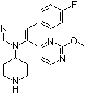 CAS 登录号：193746-75-7, SB 242235, 4-[4-(4-氟苯基)-1-(4-哌啶基)-1H-咪唑-5-基]-2-甲氧基嘧啶