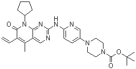 CAS # 1941177-45-2, 4-[6-[(8-Cyclopentyl-6-ethenyl-7,8-dihydro-5-methyl-7-oxopyrido[2,3-d]pyrimidin-2-yl)amino]-3-pyridinyl]-1-piperazinecarboxylic acid 1,1-dimethylethyl ester