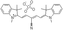 CAS # 194541-58-7, 2-[(1E,3Z)-3-Cyano-5-(1,3,3-trimethyl-1,3-dihydro-2H-indol-2-ylidene)-1,3-pentadienyl]-1,3,3-trimethyl-3H-indolium perchlorate