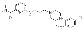 CAS # 194674-19-6, SL-89.0591, SL 890591, 2-[[3-[4-(5-Chloro-2-methoxyphenyl)-1-piperazinyl]propyl]amino]-4-pyrimidinecarboxamide
