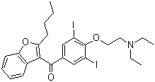 CAS 登录号：1951-25-3, 胺碘酮, 2-丁基-3-苯并呋喃基-4-[2-(二乙氨基)乙氧基-3,5-二碘苯基]甲酮
