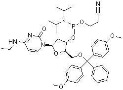 CAS 登录号：195535-80-9, 5'-O-[二(4-甲氧基苯基)苯基甲基]-2'-脱氧-N-乙基-胞苷 3'-[2-氰基乙基二异丙基亚磷酰胺]