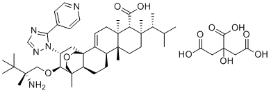 CAS # 1965291-08-0, Ibrexafungerp Citrate, (1R,5S,6R,7R,10R,11R,14R,15S,20R,21R)-21-[(2R)-2-amino-2,3,3-trimethylbutoxy]-5,7,10,15-tetramethyl-7-[(2R)-3-methylbutan-2-yl]-20-(5-pyridin-4-yl-1,2,4-triazol-1-yl)-17-oxapentacyclo[13.3.3.01,14.02,11.05,10]henicos-2-ene-6-carboxylic acid,2-hydroxypropane-1,2,3-tricarboxylic acid