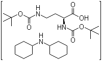 structure of CAS# 201472-66-4, (S)-2,4-Bis[[(tert-Butoxy)carbonyl]amino]butanoic acid compd. with N-cyclohexylcyclohexanamine