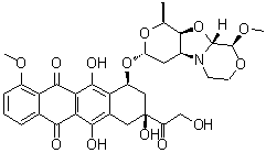 CAS # 202350-68-3, PNU 159682, (8S,10S)-7,8,9,10-Tetrahydro-6,8,11-trihydroxy-8-(2-hydroxyacetyl)-1-methoxy-10-[[(1S,3R,4aS,9S,9aR,10aS)-octahydro-9-methoxy-1-methyl-1H-pyrano[4',3':4,5]oxazolo[2,3-c][1,4]oxazin-3-yl]oxy]-5,12-naphthacenedione
