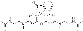 CAS # 203580-78-3 (1022835-74-0), N,N'-[(3-Oxospiro[isobenzofuran-1(3H),9'-[9H]xanthene]-3',6'-diyl)bis[(methylimino)-2,1-ethanediyl]]bisacetamide