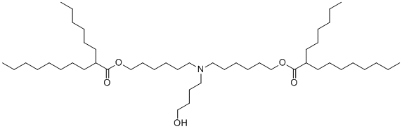 structure of CAS# 2036272-55-4, 1,1'-[[(4-Hydroxybutyl)imino]di-6,1-hexanediyl] bis(2-hexyldecanoate)