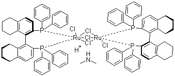 structure of CAS# 204933-84-6, 三(mu-氯)双[(R)-(+)-2,2'-双(二苯基膦)-5,5',6,6',7,7',8,8'-八氢-1,1'-联萘]二氯化二钌二甲基铵盐