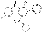 CAS # 205881-86-3, 6-Fluoro-2,9-dihydro-9-methyl-2-phenyl-4-(1-pyrrolidinylcarbonyl)-1H-pyrido[3,4-b]indol-1-one, SL 651498