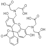 structure of CAS# 207124-64-9, 荧光素-4',5'-双(甲基亚氨基二乙酸)