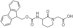 structure of CAS# 209163-25-7, 3-[[(9H-Fluoren-9-ylmethoxy)carbonyl]amino]-2-oxo-1-piperidineacetic acid