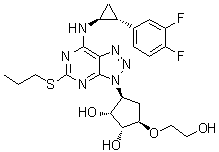 CAS 登录号：2096989-55-6, (1R,2R,3S,5R)-3-[7-[[(1S,2R)-2-(3,4-二氟苯基)环丙基]氨基]-5-(丙硫基)-3H-1,2,3-三唑并[4,5-d]嘧啶-3-基]-5-(2-羟基乙氧基)-1,2-环戊烷二醇