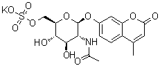 CAS 登录号：210357-38-3, 7-[[2-(乙酰氨基)-2-脱氧-6-O-磺基-beta-D-吡喃葡萄糖基]氧基]-4-甲基-2H-1-苯并吡喃-2-酮单钾盐