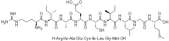 CAS # 212056-30-9, L-Arginyl-L-isoleucyl-L-alanyl-L-alpha-glutamyl-L-cysteinyl-L-isoleucyl-L-leucylglycyl-L-methionine