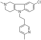 CAS # 21228-13-7, Dorastine, 8-Chloro-2,3,4,5-tetrahydro-2-methyl-5-[2-(6-methyl-3-pyridyl)ethyl]-1H-pyrido[4,3-b]indole